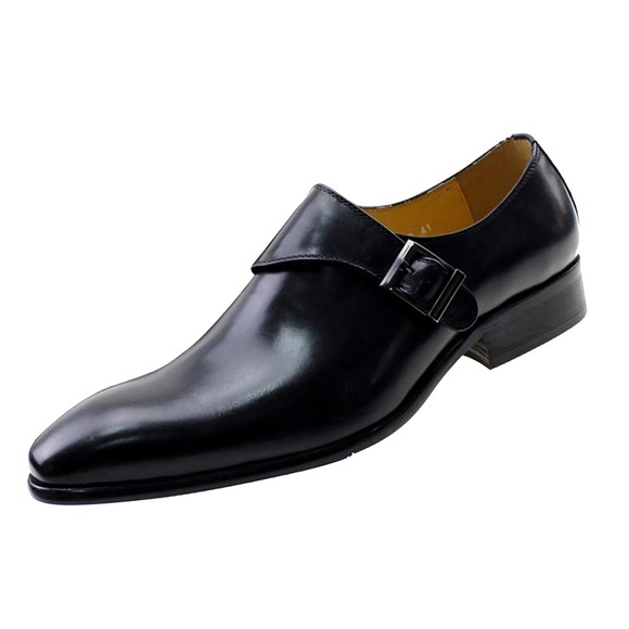 Santimon Men\'s US 8.5‎ Black Single Buckle Monk Strap Loafers Formal Dress Shoes main image 6